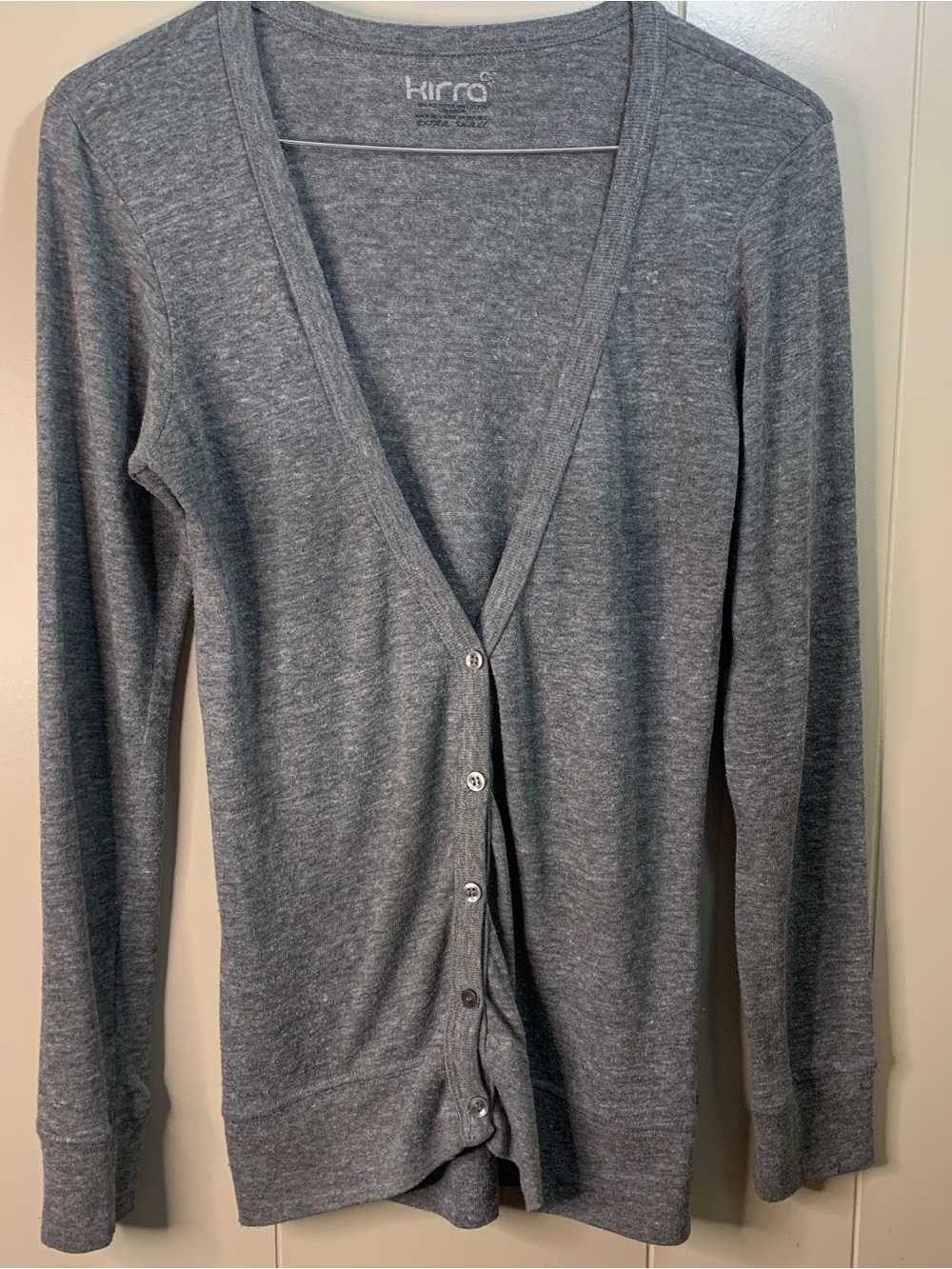 Kirra Grey Women’s XS Lightweight V-Neck Cardigan Sweater